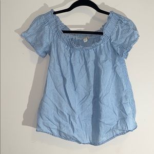 Jean striped off the shoulder blouse!